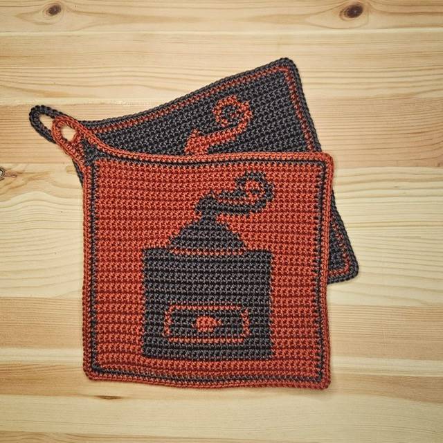 Häkelanleitung Topflappen "Kaffeemühle" Bild 1