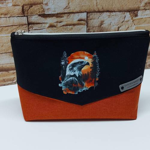 Kosmetiktasche,  Kulturtasche, Mehrzwecktasche, Necessaire  - schwarz/terra