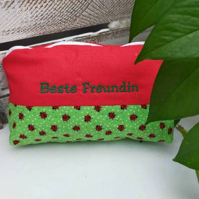 Besticktes Kramtäschchen / Kosmetiktäschchen, Maße: 24x14x6cm