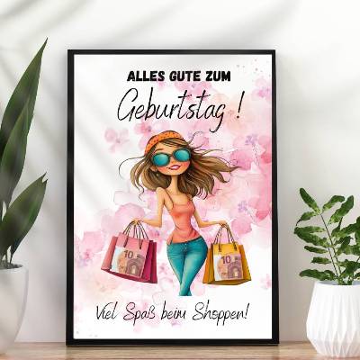 Geldgeschenk Geburtstag Shopping Geld | Last Minute Geschenk - zum selbst ausdrucken