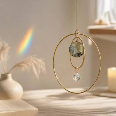 Boho Beauty: Labradorit Sonnenstrahlfänger für positive Energie - Suncatcher für dein Zuhause