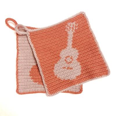 Häkelanleitung Topflappen "Gitarre"
