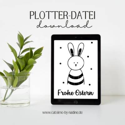 Plotterdatei "Frohe Ostern“ mit süßem Hasenmotiv | SVG JPEG PNG