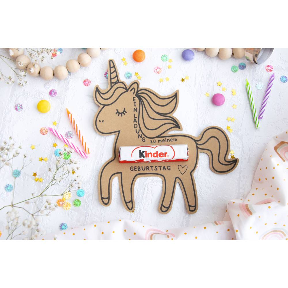 Einladung Geburtstag Kinder, Kindergeburtstag, Geburtstagseinladung, digitale Einladung, Einhorn Einladung Druckvorlage Bild 1