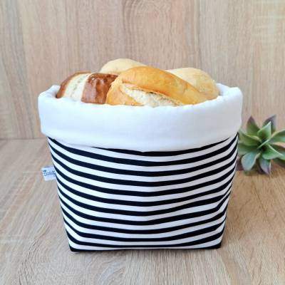Maritimer Brotkorb mit Streifen, nachhaltig ökologisch wiederverwendbarer Brötchenkorb, Stoffkorb, Aufbewahrungskorb 