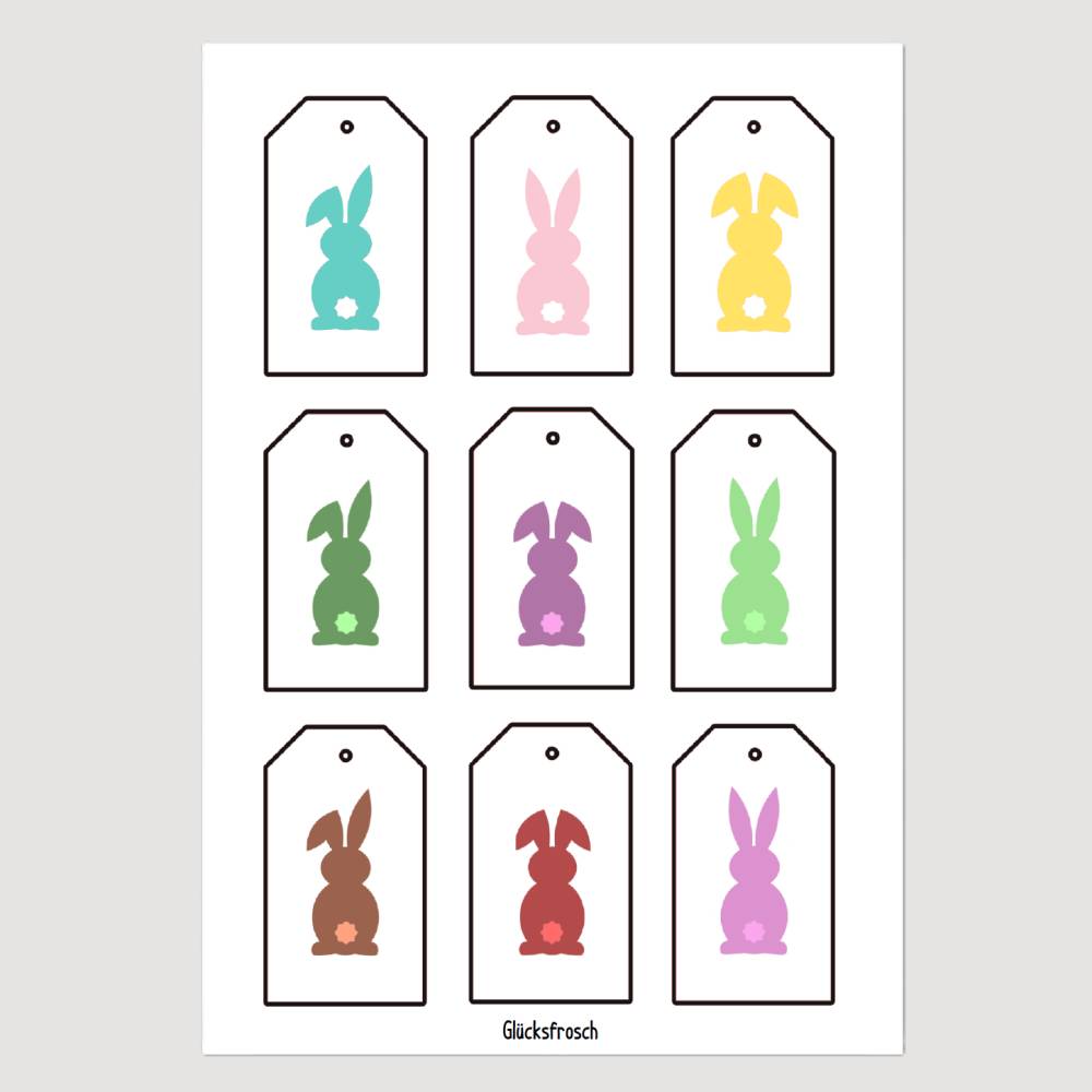 Geschenkanhänger Osterhasen – 9 bunte Anhänger zum Ausdrucken & Ausschneiden (PDF, A4) Bild 3