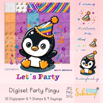 Digiset Party Pingu Fasching Geburtstag Feiern