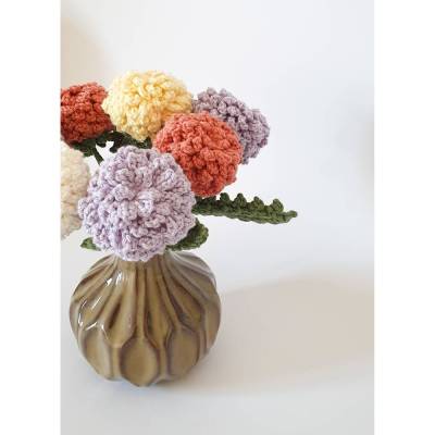 Handgemachter Pompom-Blumenstrauß | Gehäkelte Blumen Wohndeko | Geschenk für Kollegen und Freunde | kreative Wohndeko