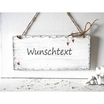 Holzschild mit Wunschtext im Shabby-Style – individuell handbemalt & beschriftet