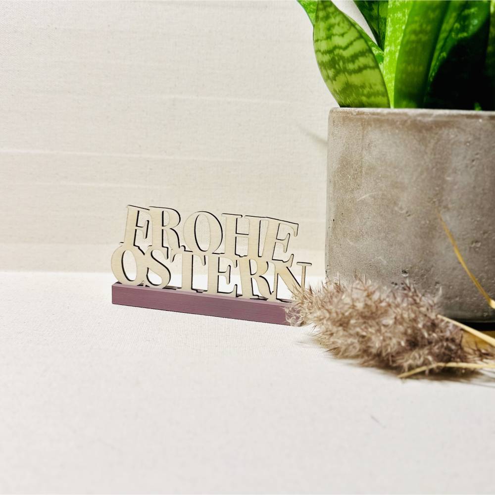 Deko-Schriftzug "Frohe Ostern" 12 cm, Osterdekoration, Holz I PLA Bild 1