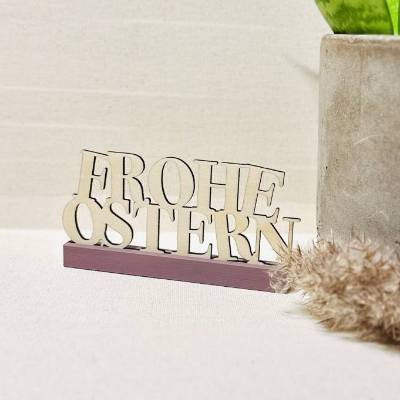 Deko-Schriftzug "Frohe Ostern" 12 cm, Osterdekoration, Holz I PLA