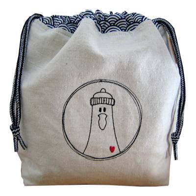 Projektbeutel Projekttasche Wolltasche Möwe Leinen Wellen