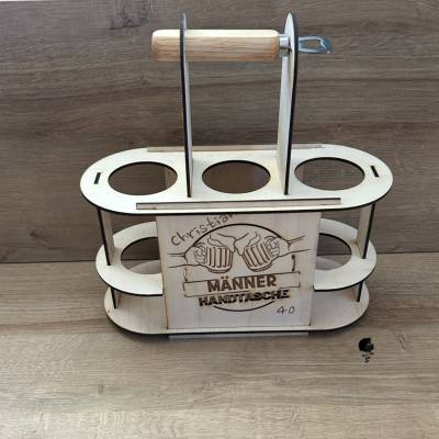 Männerhandtasche, Vatertag, Geschenk, Holz, Holzbierträger
