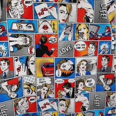 Dekostoff  "Comic Love Story", 140 cm breit, Meterware, Preis pro 0,5 lfdm