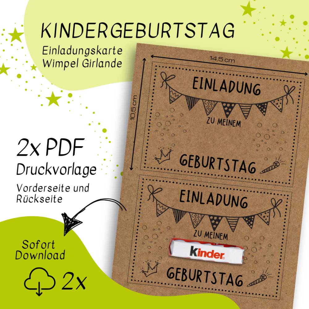 Druckvorlage Einladung Kindergeburtstag I Geburtstagseinladung Kinder I Geburtstag Einladung I Bastelvorlage I drucken Bild 2