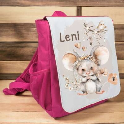 Kindergarten Rucksack mit Namen Maus Mädchen Kinderrucksack personalisiert Geschenk Kindergarten Kita Start