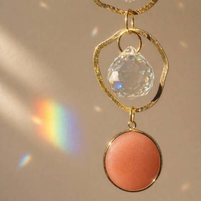 Sonnenfänger mit rosa Aventurin – funkelnder Suncatcher als edle Fensterdeko + besonderes Geschenk