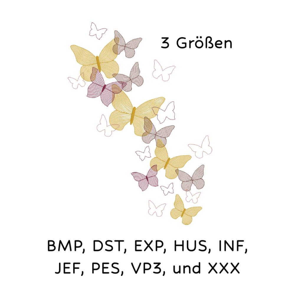 Stickdatei Schmetterling in 3 Größen Bild 1