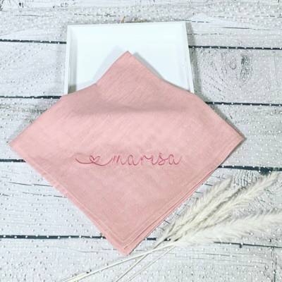 Mulltuch Mullwindel rosa Schmusetuch Schnüffeltuch 70 x70 cm personalisiert mit Namen Blush