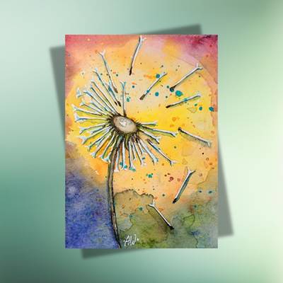 Bunte Pusteblume - Postkarte | Geburtstag | Jubiläum | Jugendweihe | jederzeit