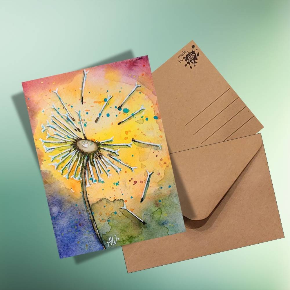 Bunte Pusteblume - Postkarte | Geburtstag | Jubiläum | Jugendweihe | jederzeit Bild 2