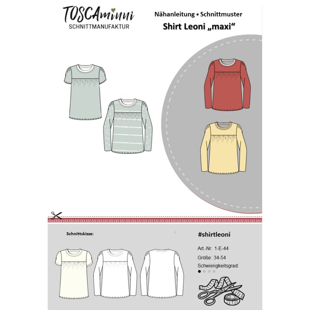 Schnittmuster Shirt Leoni maxi Gr. 34-54 für Nähanfänger Bild 2