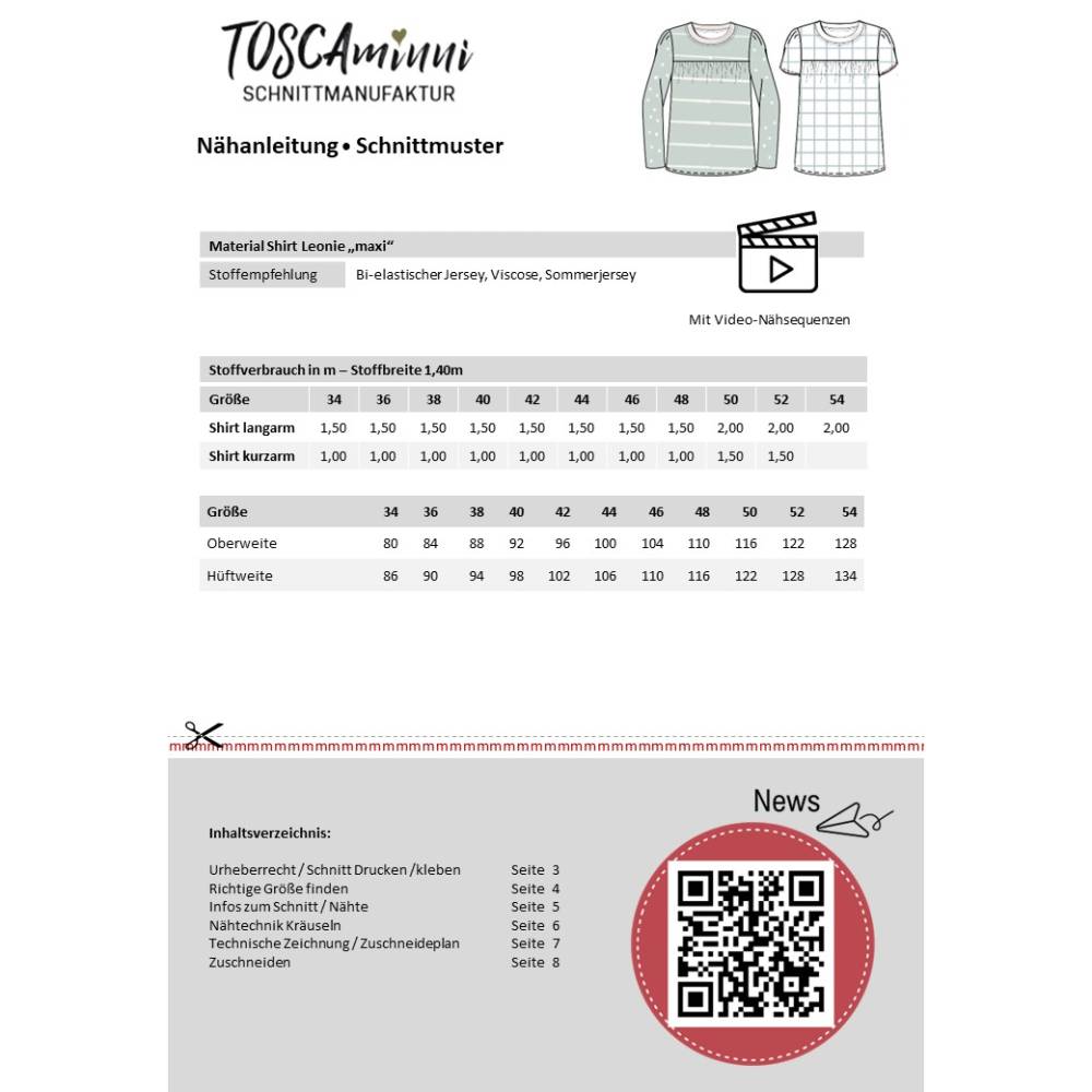 Schnittmuster Shirt Leoni maxi Gr. 34-54 für Nähanfänger Bild 3