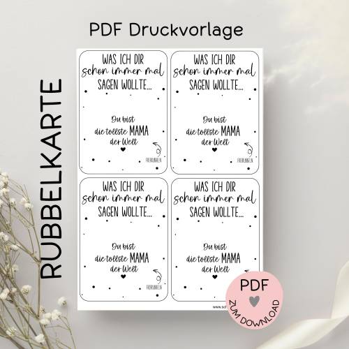 Digitale Datei, PDF-Druckvorlage Rubbelkarte