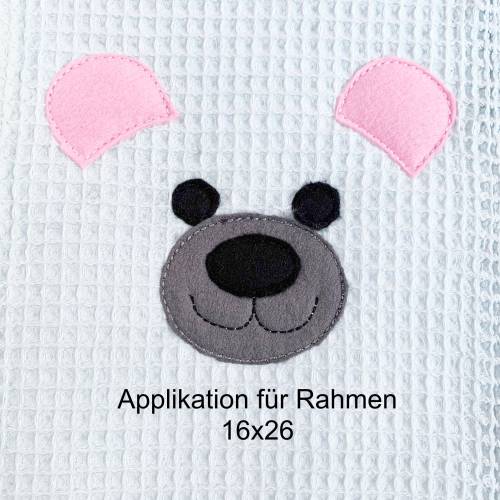 Stickdatei "Gesicht Bärli" 16x26 cm Applikation Redwork Bär Teddy
