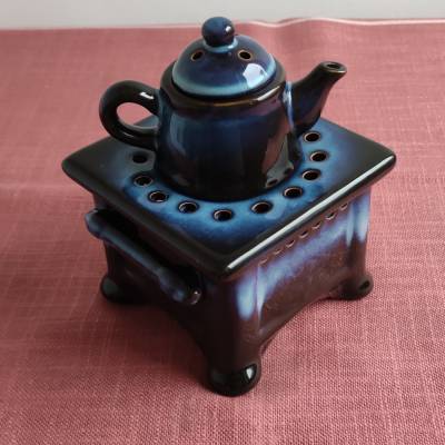 VINTAGE - Keramik Stövchen - Duftstövchen - dunkelblau