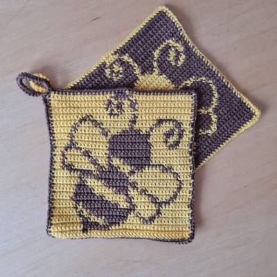 Häkelanleitung Topflappen "Biene"