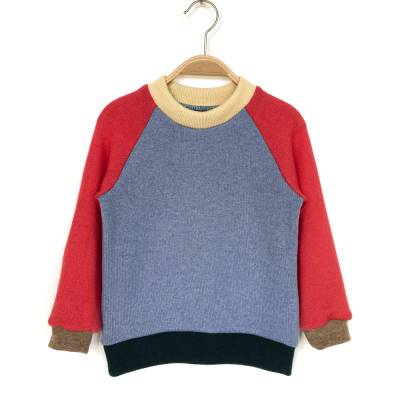 Kinderpullover Größe 104 blau rot bunt 100% Kaschmir / Upcycling Kaschmirpullover