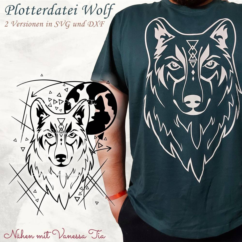 Wolf-kopf | 2 Varianten Plotterdatei SVG Cut File DXF Bild 1