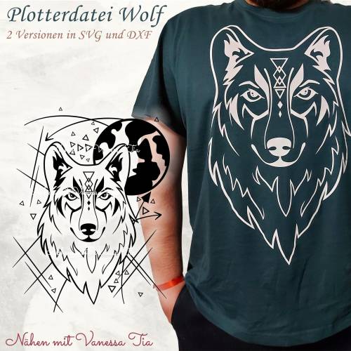 Wolf-kopf | 2 Varianten Plotterdatei SVG Cut File DXF