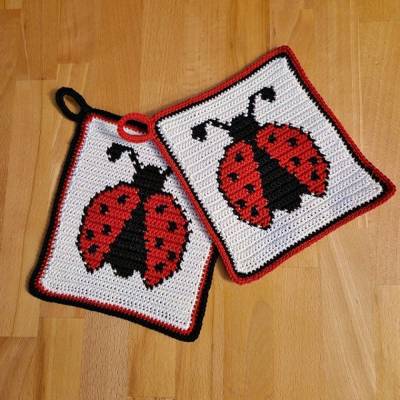 Häkelanleitung Topflappen "Marienkäfer"