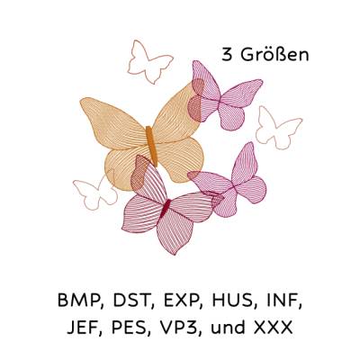 Stickdatei Schmetterling in 3 Größen