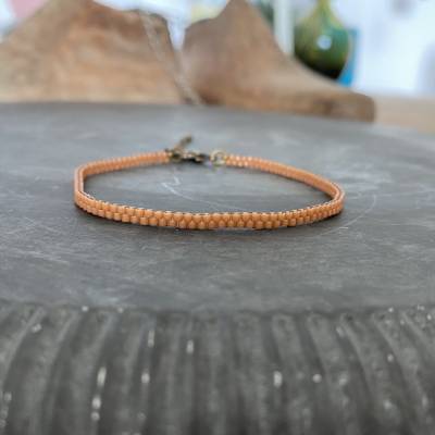 Handgefertigtes Armband aus japanischen Saatperlen – Ethno & Boho Stil, feminin, burned orange