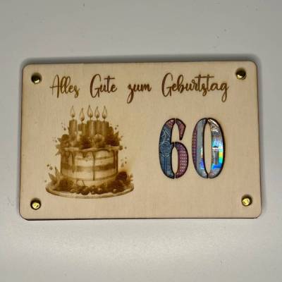 Elegante Geldgeschenkkarte zum 60. Geburtstag – Ein besonderes Geschenk für den großen Tag!  SVG, JPG, PNG