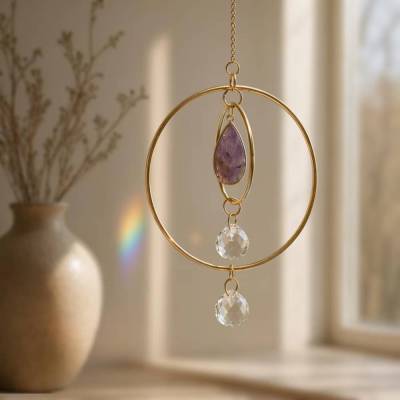 Amethyst Sonnenfänger, Lichtfänger, Wohndekoration, Boho Deko, Feng Shui Dekoration, suncatcher