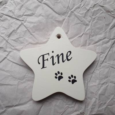 Andenken an ein Haustier, Geschenk für Hundebesitzer, personalisierter Stern aus Holz mit Hundepfoten, Schatten