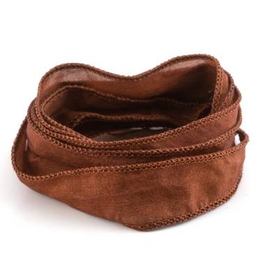 Handgefertigtes Habotai-Seidenband Nougat 1m 100% Seide Schmuckband Wickelarmband
