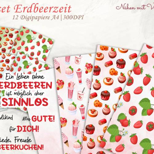 Erdbeerzeit Digiset Printfile Digipaper PNG JPG