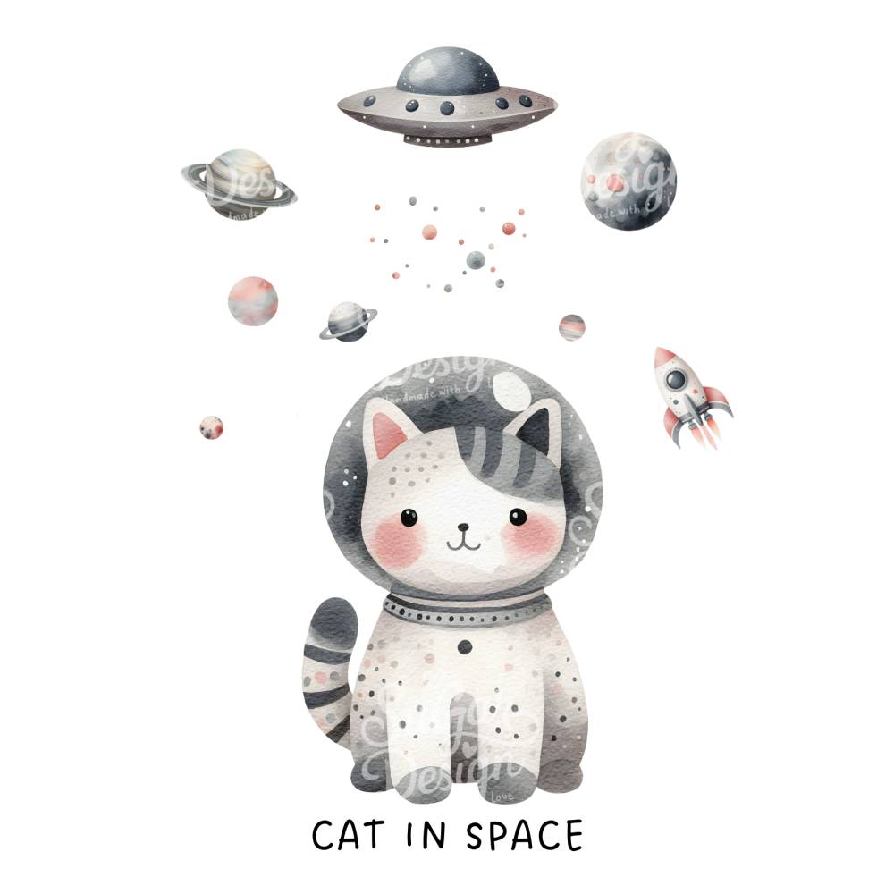 Kinderzimmerdeko oder Grußkarten - zuckersüße Astronauten im Weltraum Bild 5