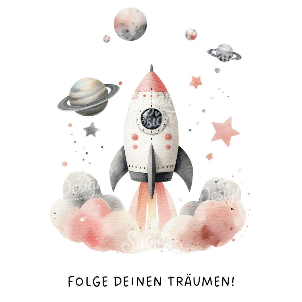 Kinderzimmerdeko oder Grußkarten - zuckersüße Astronauten im Weltraum Bild 6