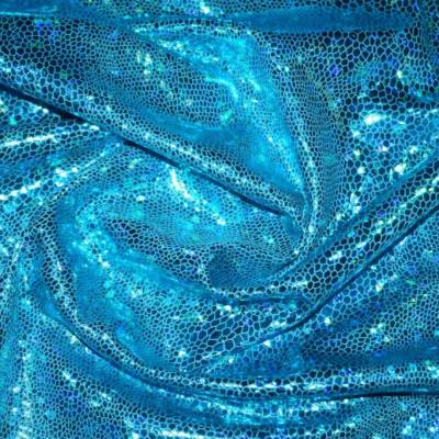 Tanzstoff, Folienjersey aqua blau, Meterware 92% Polyester, 8% Elasthan