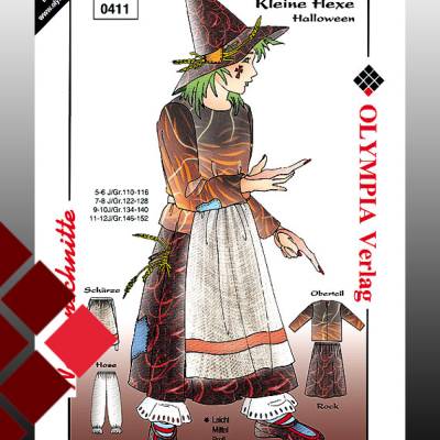 Kleine Hexe Schnittmuster zum selber nähen, Karneval, Kostüm