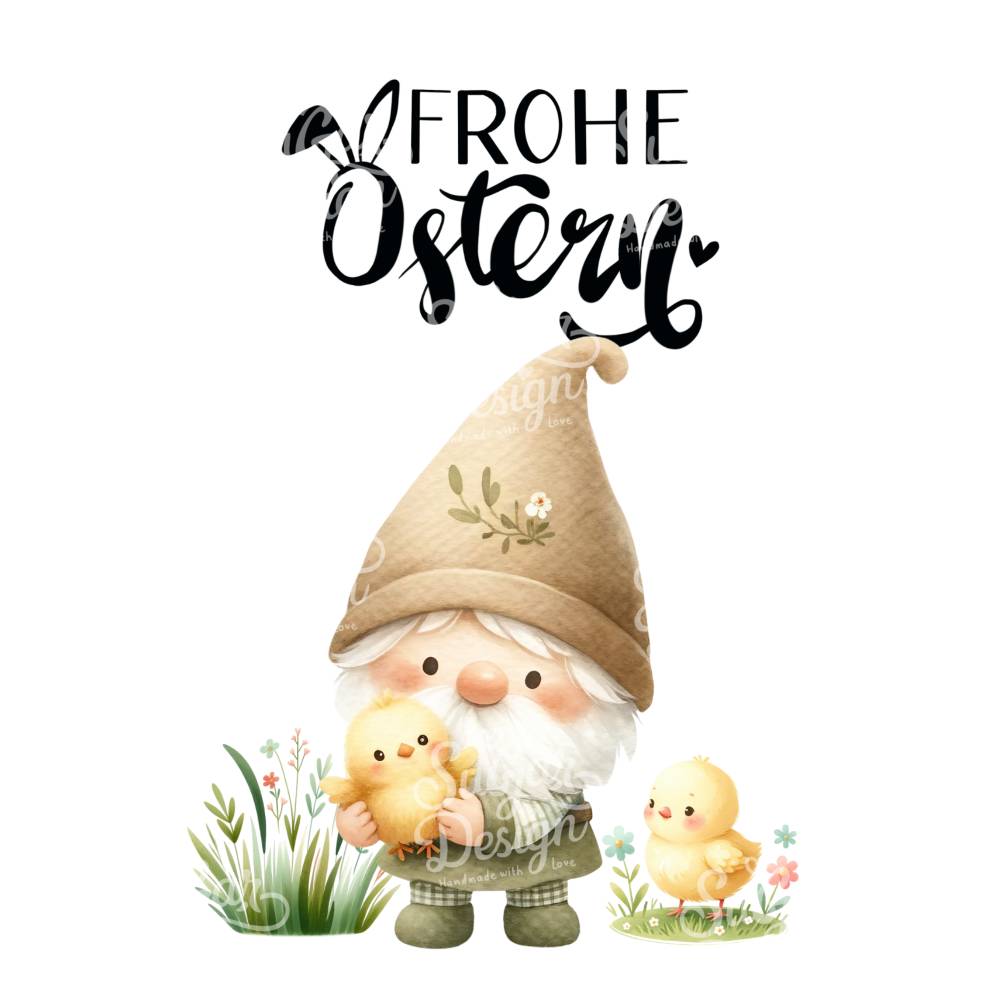 Osterkarte „Wichtel mit Küken“ – Digitaler Ostergruß zum Download Bild 2