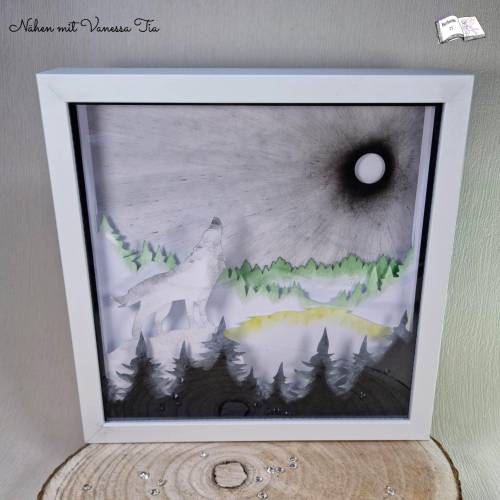 Schattenboxmotiv Nacht | Wolf