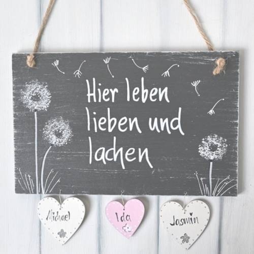 Personalisiertes Türschild mit Pusteblumen – Familienschild im Shabby-Style handgefertigt