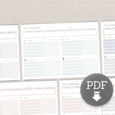 Wochenplan für Kinder - Tagesroutinen & Aufgaben | 3 Farben (Blau, Grün, Lila) | PDF zum Ausdrucken